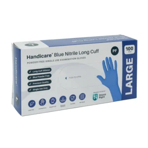 Handicare Long Cuff Blue Nitrile Gloves (1000 per carton)