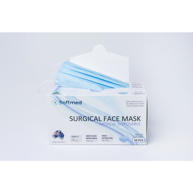 Softmed Level 3 Surgical Mask with Ear Loops (1350 per carton)