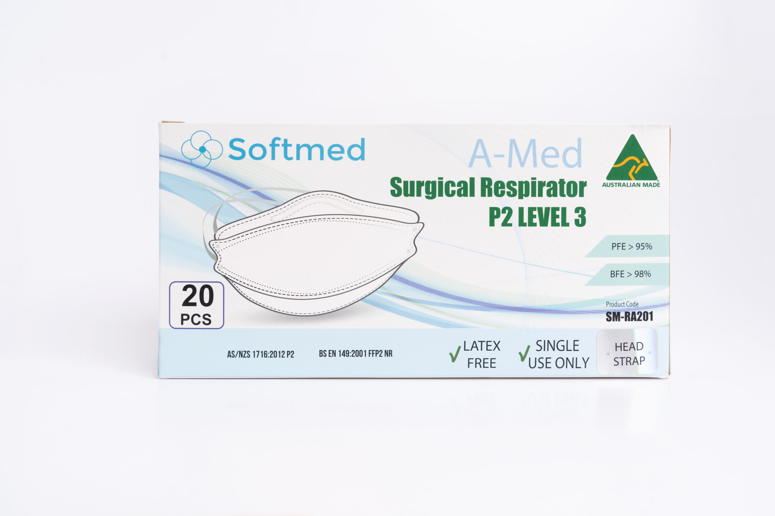Softmed P2/N95 A-Med Surgical Respirator with Head Straps (560 per carton)