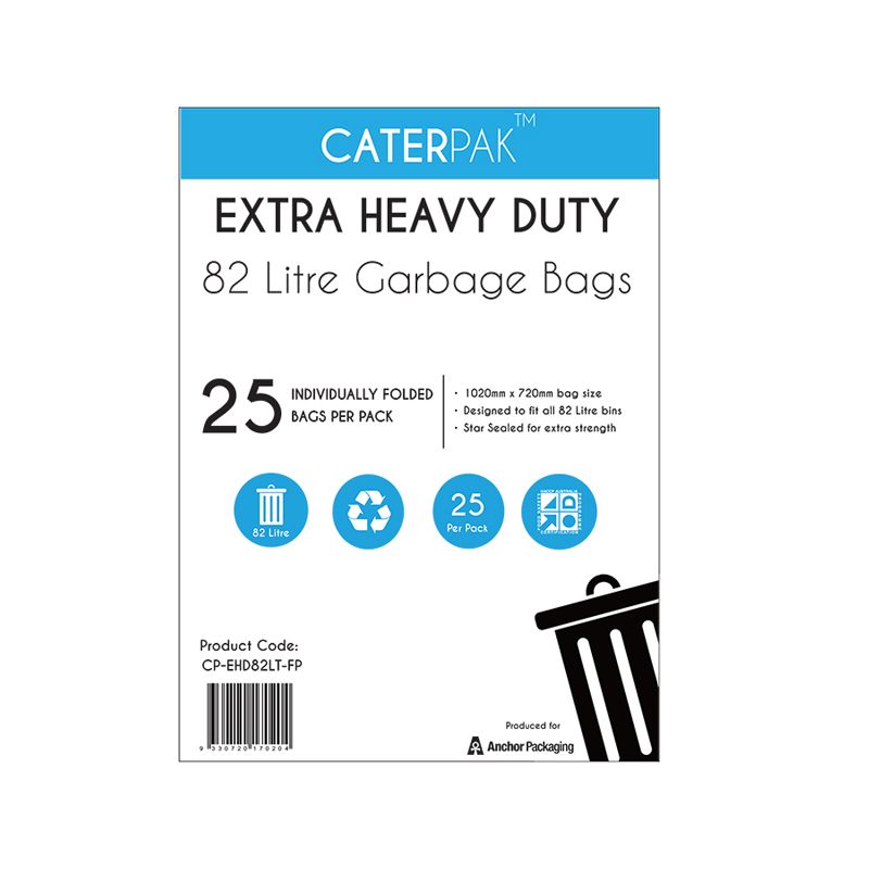 CaterPak Extra Heavy Duty Garbage Bag 82L Flat Pack (250 per carton)