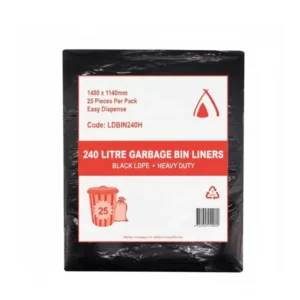 Tailored 240 litre Black Heavy Duty LDPE Garbage Bin Liners (100 per carton)